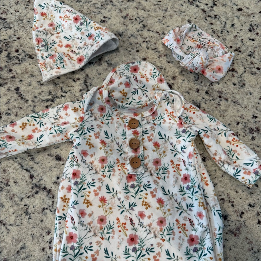 Caden Lane Knot Gown With Matching Hat and Knot Headband